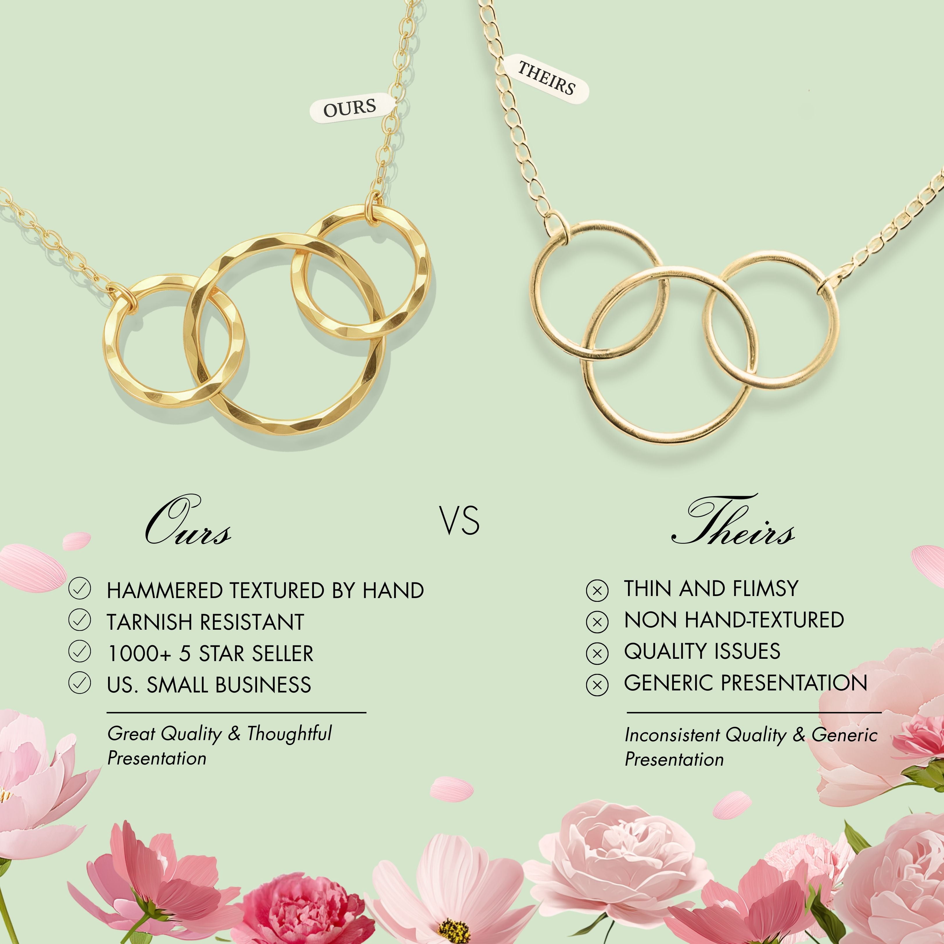HOPE LOVE SHINE 30th Birthday Necklace 3 Ring 3 Decades Jewelry, 30 Gift for Women Gold