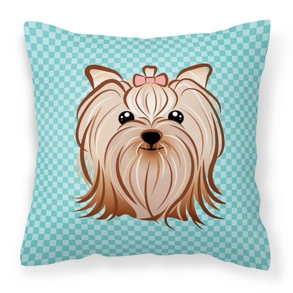 Checkerboard Print With Dog Fabric Decorative Pillow