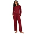 thumbnail image 4 of Ekouaer 2 Pack Women's Pajama Set Long Sleeve Top with Jogger Pants Lounge Sets Sleepwear Loungewear with Pockets, 4 of 6