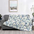 thumbnail image 2 of Fotbe Vintage Blue Floral Manta de Franela con Estampado, Manta Ultrasuave para Cama, Sofá, Auto, Hipoalergénica y Antibolitas-50"x40", 2 of 6