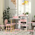 thumbnail image 3 of Qaba Ensemble de Bureau et Chaise pour Enfants 2 Pcs avec Rangement et Étagères, Rose, 3 of 10