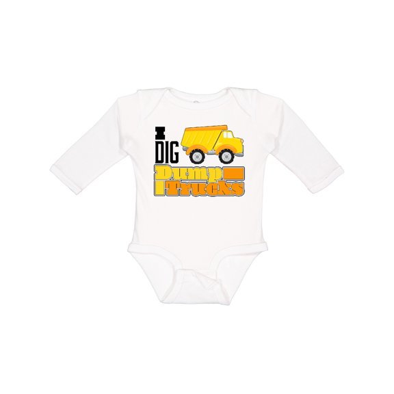 Inktastic I Dig Dump Trucks Boys or Girls Long Sleeve Baby Bodysuit