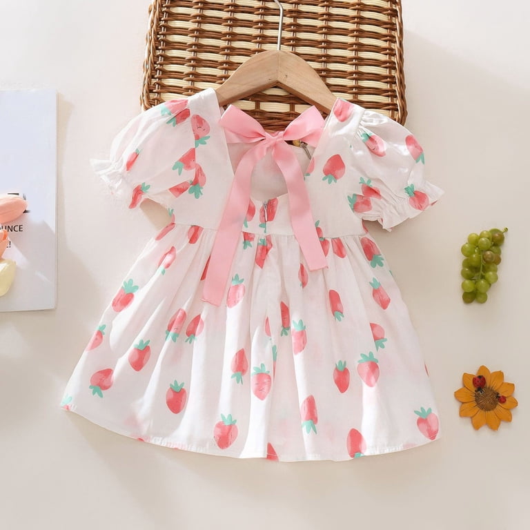 Fandiiiii Birthday Outfit Baby Girl Toddler Girls Short Sleeve Strawberry  Prints Princess Dress Dance Party Dresses Clothes - Walmart.com