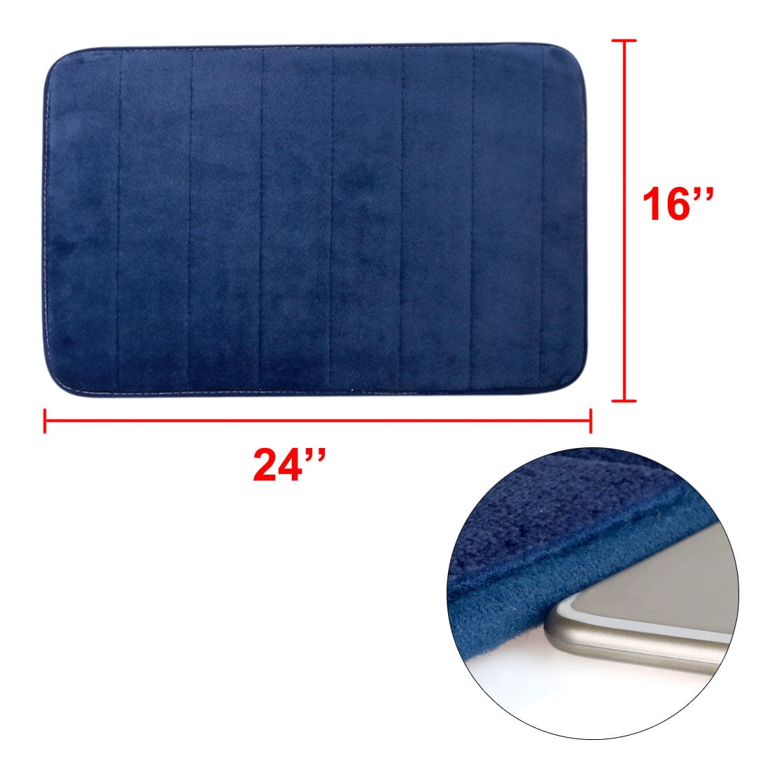 Unique Bargains 2-Piece Memory Foam Non-slip Floor Rug 24" x 16" Royal Blue