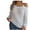White, variant on Lovskoo 2024 Sweaters for Women Trendy Casual Long Sleeve Off-The-Shoulder Solid Acrylic Tops Blouse Pink