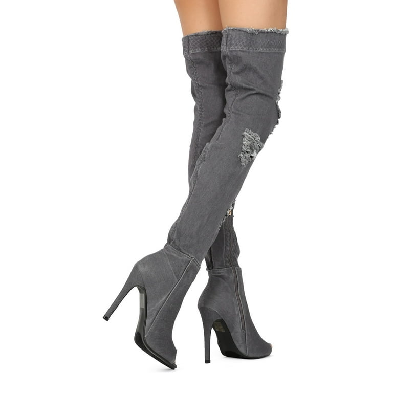 Distressed thigh hotsell high boots