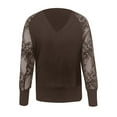 thumbnail image 4 of Bibifish Womens Sweaters V Neck Lace Long Sleeve Ribbed Knit Sweater Solid Color Pullover Tops Elegant Fall Winter Pullover Tops For Ladies, 4 of 4