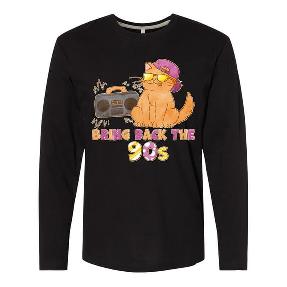 Inktastic Bring Back The 90s Cool Orange Cat Long Sleeve T-Shirt