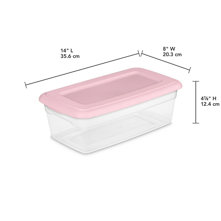 Sterilite Plastic 12 Qt. Storage Box Blush Pink Set of 16