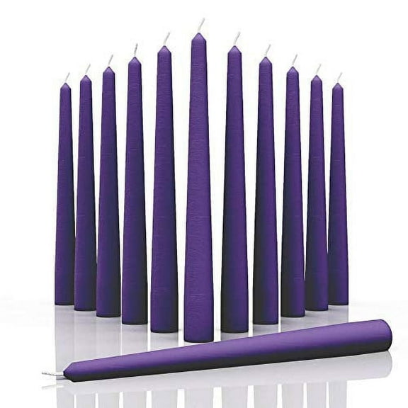 CANDWAX 10 inch Taper Candles Set of 12 - Dripless Taper Candles and Unscented Candlesticks - Perfect as Dinner Candles and Household Candles - Purple Candles