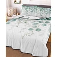 thumbnail image 2 of Quilts Twin Size, Sage Green Eucalyptus Leaves Soft Comforter Bedding Set for Bed, Spring Farmhouse Botanical Lightweight Quilted Bedspread with Pillow Cover(2 Pieces) for All Season, 68x86 Inch, 2 of 6