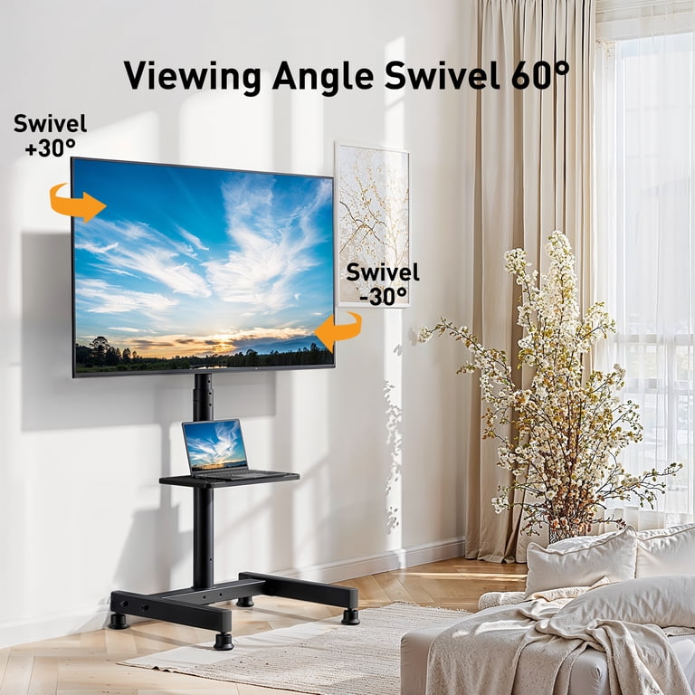 MountFTV Floor TV Stand with Wheels, 26–50 Inch, Mobile photo 5