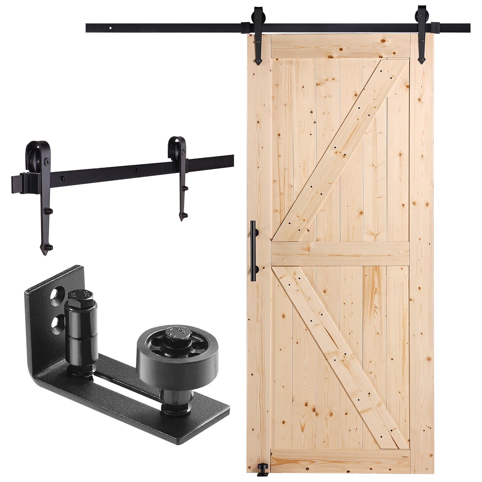SKYSHALO 36" x 84" Spruce Wood Barn Door Hardware Kit