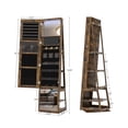 thumbnail image 2 of LED Jewelry Cabinet Armoire, 63" H Standing Jewelry Organizer Weathered Oak, 2 of 9