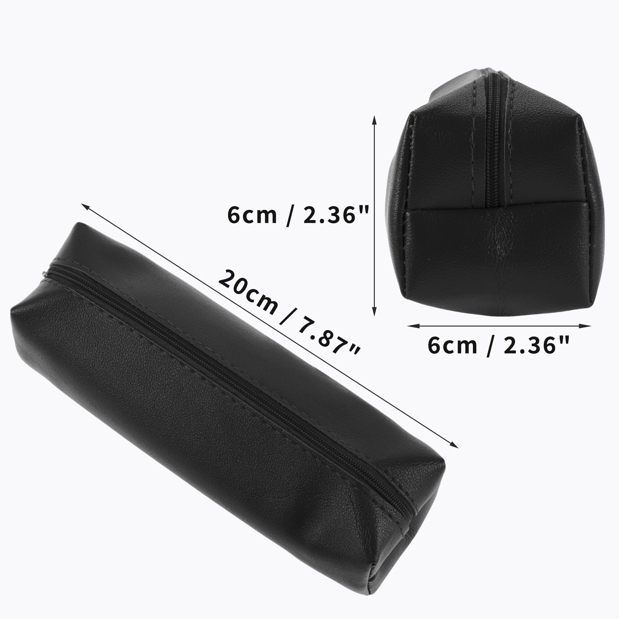 Unique Bargains Portable Stationery Bag Zipper Pencil Case Black 7.9"x2.4"x2.4"