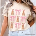 thumbnail image 2 of Coquette Bunny Pink Bow Easter T-Shirt, Cute Girly Bunny Spring Tee, 2 of 6
