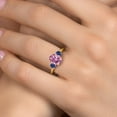 thumbnail image 4 of Gem Stone King 10K Yellow Gold Pink Moissanite and Blue Created Sapphire Engagement Ring for Women | 2.50 Cttw | Oval 9X7MM | Gemstone Birthstone | Size 9, 4 of 6