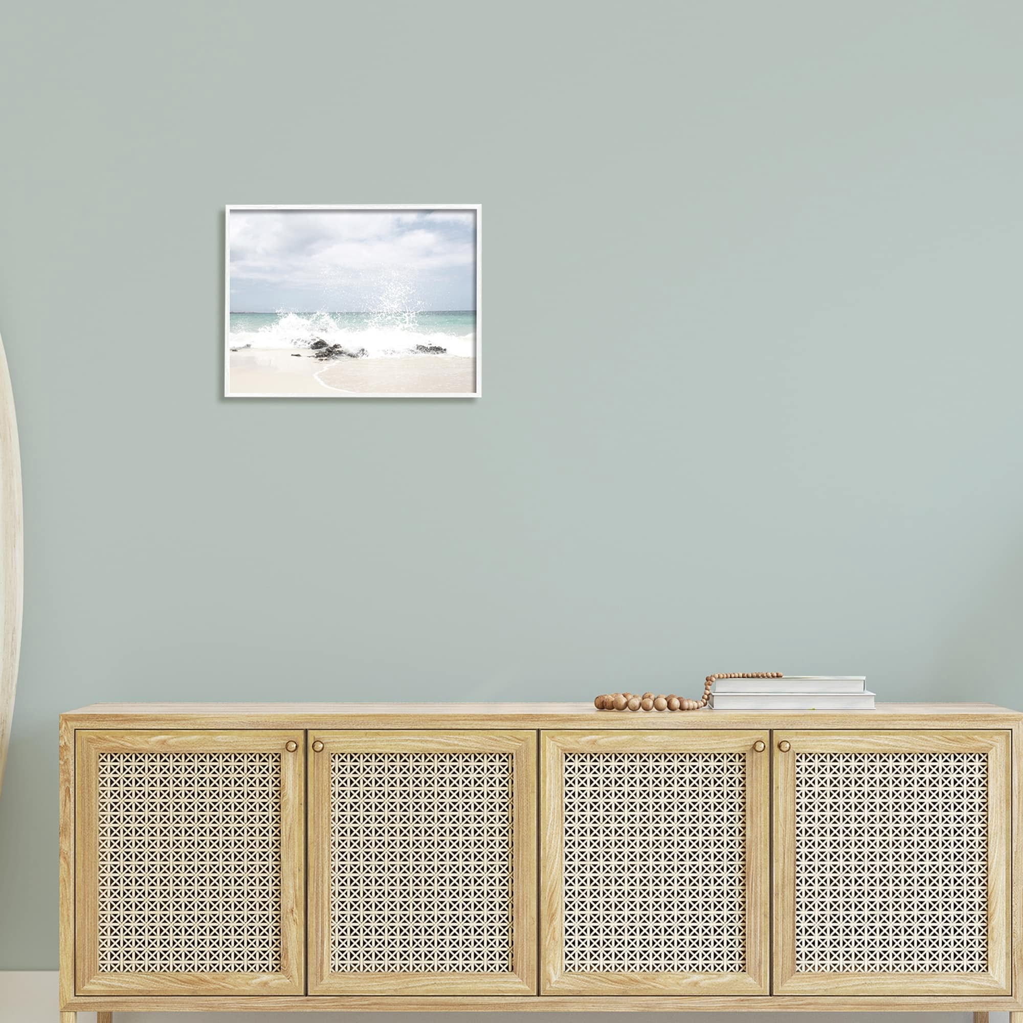 Stupell Industries Tropical Sea Coast Wave Splash Rocky Sand Beach,20 x 16, Design by Leah Straatsma