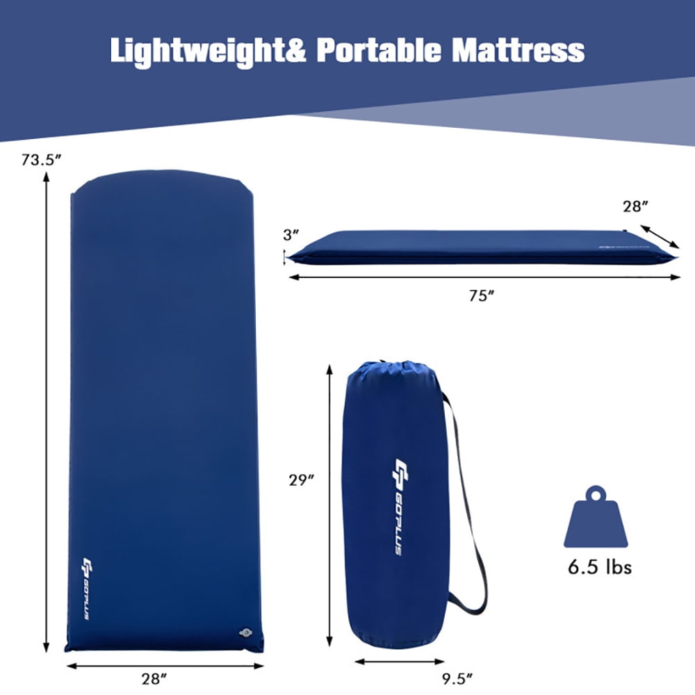 Aimee Lii Self-inflating Lightweight Folding Foam Sleeping Cot with Storage Bag, Outdoor Portable Camping Bed for Sleeping Hiking Travel, Blue Aimee Lii Self-inflating Lightweight Folding Foam Sleeping Cot with Storage Bag, Outdoor Portable Camping Bed for Sleeping Hiking Travel, Blue
