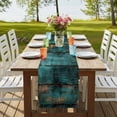thumbnail image 4 of Teal Brown Vintage Wood 90 Inch Table Runner, Abstract Retro Shabby Plank Farmhouse Dresser Scarf Cotton & Linen Tablerunner for Dining/Kitchen Island/Holiday Party Décor 13" x 90", 4 of 9
