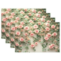 Ryvnso Placemats Set of 4 3d Flower Roses Dining Mats Heat-Resistant Non-Slip Washable Table Mat