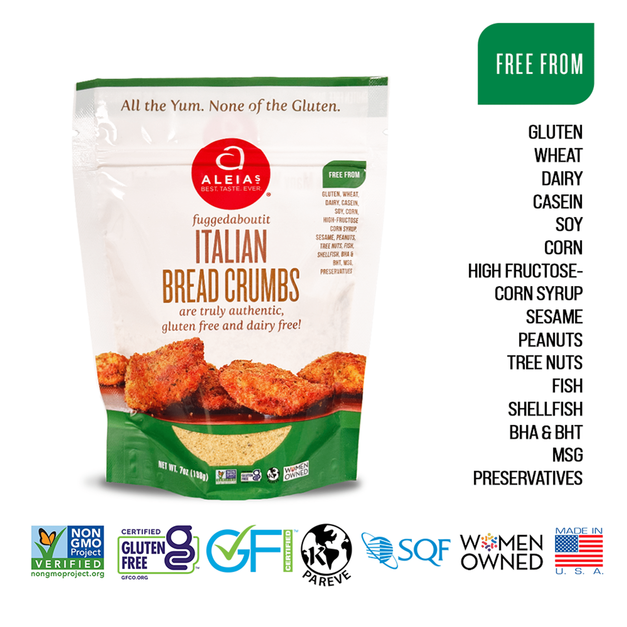 (6 pack) Aleia's Gluten Free Italian Bread Crumbs – 7 oz – Non-GMO, Dairy Free, Kosher, Low Sodium