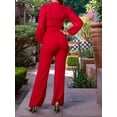 thumbnail image 6 of Women Elegant Jumpsuit Formal Sex-Y High Necked Long Sleeved Casual Straight Pantsbusiness Party Jumpsuit Red M, 6 of 8