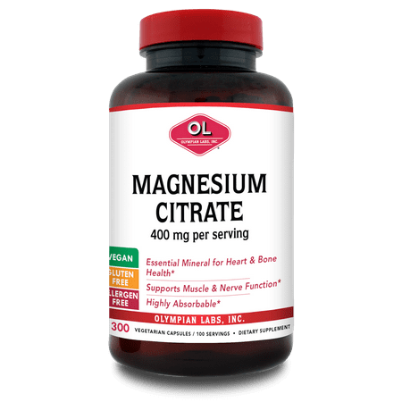 Olympian Labs Magnesium Citrate Vegetarian Capsules, 400 mg, 300 (Best Way To Take Magnesium Citrate For Constipation)