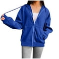 thumbnail image 3 of Yuyuzo Hoodies for Women Full Zip up Cropped Sweatshirts Jackets Casual Comfy Gym Fall Winter Tops Size BlueXXL, 3 of 6