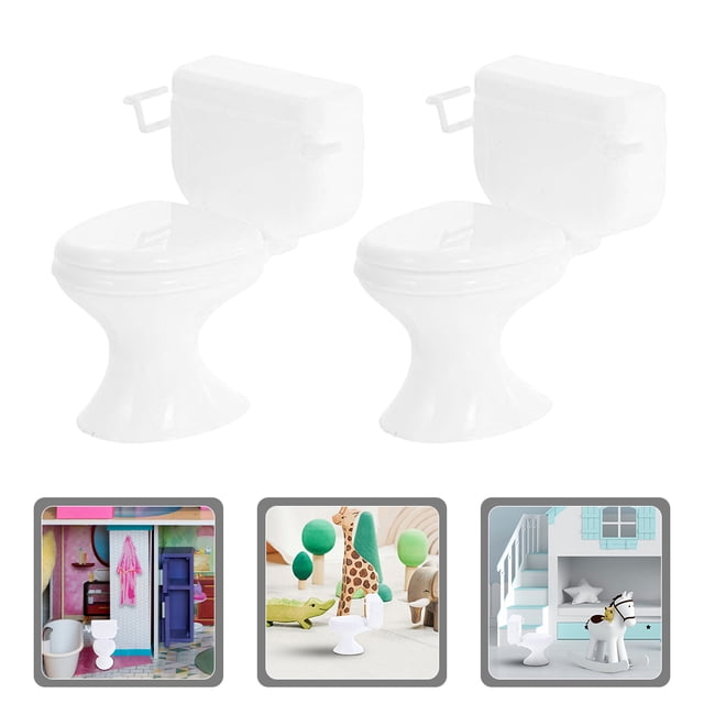FONDOTIN 4 Pcs Petite Toilette en Plastique Décorative Modèle Réaliste pour Jeux de Rôle