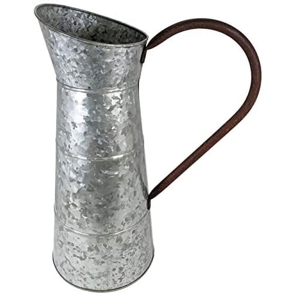 Galvanized Metal Pitcher- 15.6" Tall