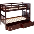thumbnail image 4 of Donco Kids Twin over Twin Mission Bunk Bed with Dual Underbed Drawers, Cappuccino, 4 of 9