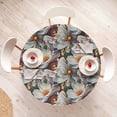 thumbnail image 4 of Ambesonne Floral Fitted Round Tablecloth, Flowers Garden Nature Print, 56"- 60" Diameter, Dark Mauve and Marigold, 4 of 5