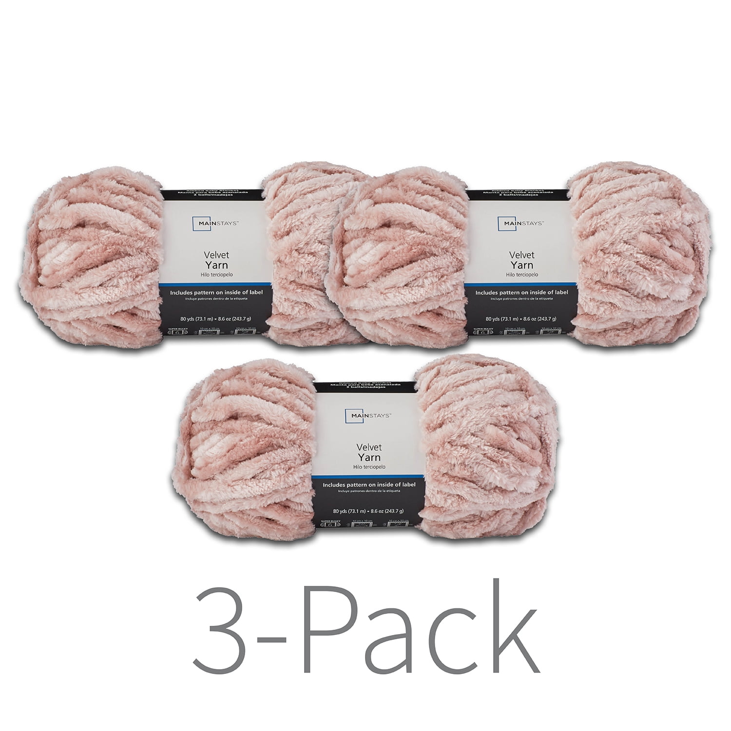 Mainstays 80 yd. Super Bulky Velvet Yarn, Ballet Slipper, 100