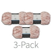 Mainstays Velvet Yarn, 80 yd, Ballet Slipper, 100% Polyester, Super Bulky, Pack of 3