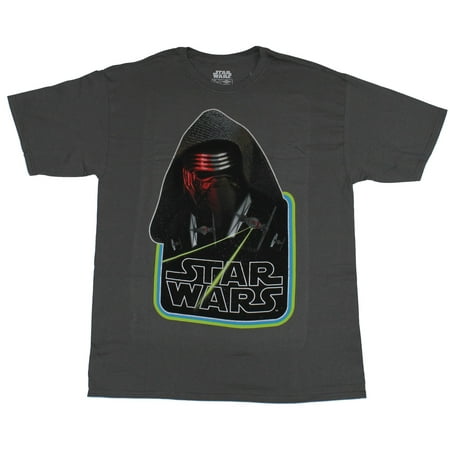 Star Wars Force Awakens  Mens T-Shirt - Kylo Ren Head Neon Lined Star Wars