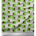 thumbnail image 1 of Soimoi Green polyester Crepe Fabric Monitor & Bossy Girl Decor Fabric Printed Yard 52 Inch Wide, 1 of 3