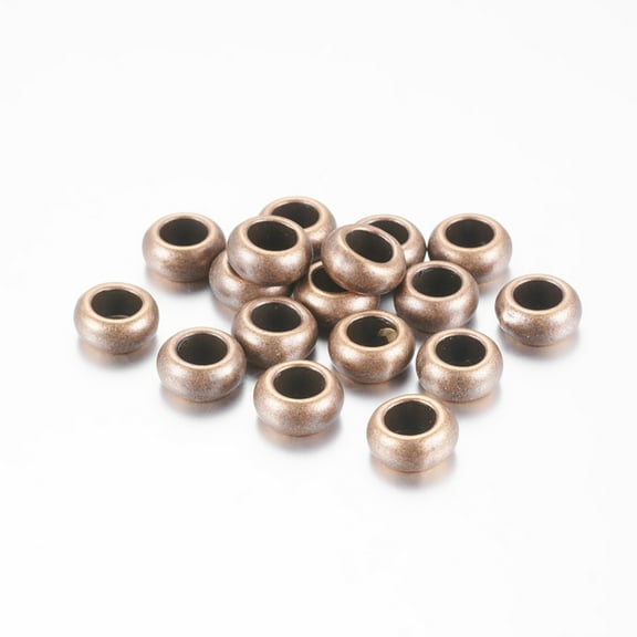 BD025 - 50 pcs Antique Copper Metal Smooth Ball Spacer Beads - 10mm x 6mm - Large Hole: 5mm - Fits European Cords and Paracord!