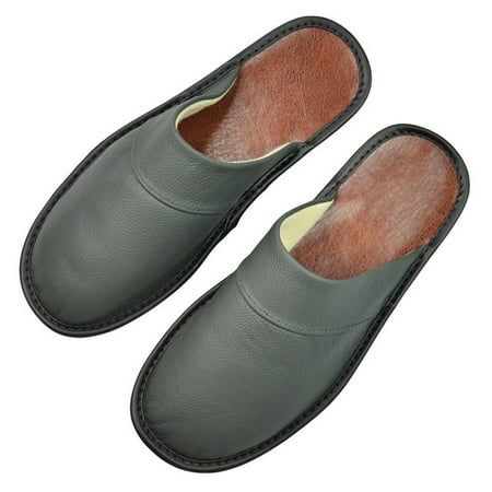 

CoCopeaunt Slippers Men Big Sizes Home Indoor Cow Leather House for Men s Floor Baotou Slippers Women Non-slip Luxury Soft Flat Shoes