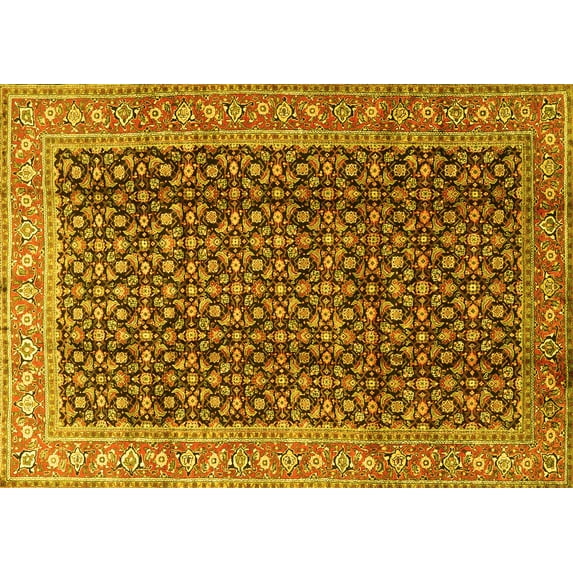 Ahgly Company Indoor Rectangle Persian Yellow Traditional Area Rugs, 3' x 5'
