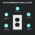 thumbnail image 2 of UCOMEN Duplex Receptacle Wall Plate, Standard Size 1 - Gang Electrical Outlet, 4.57” X 2.8”, White 10 Pack, 2 of 6
