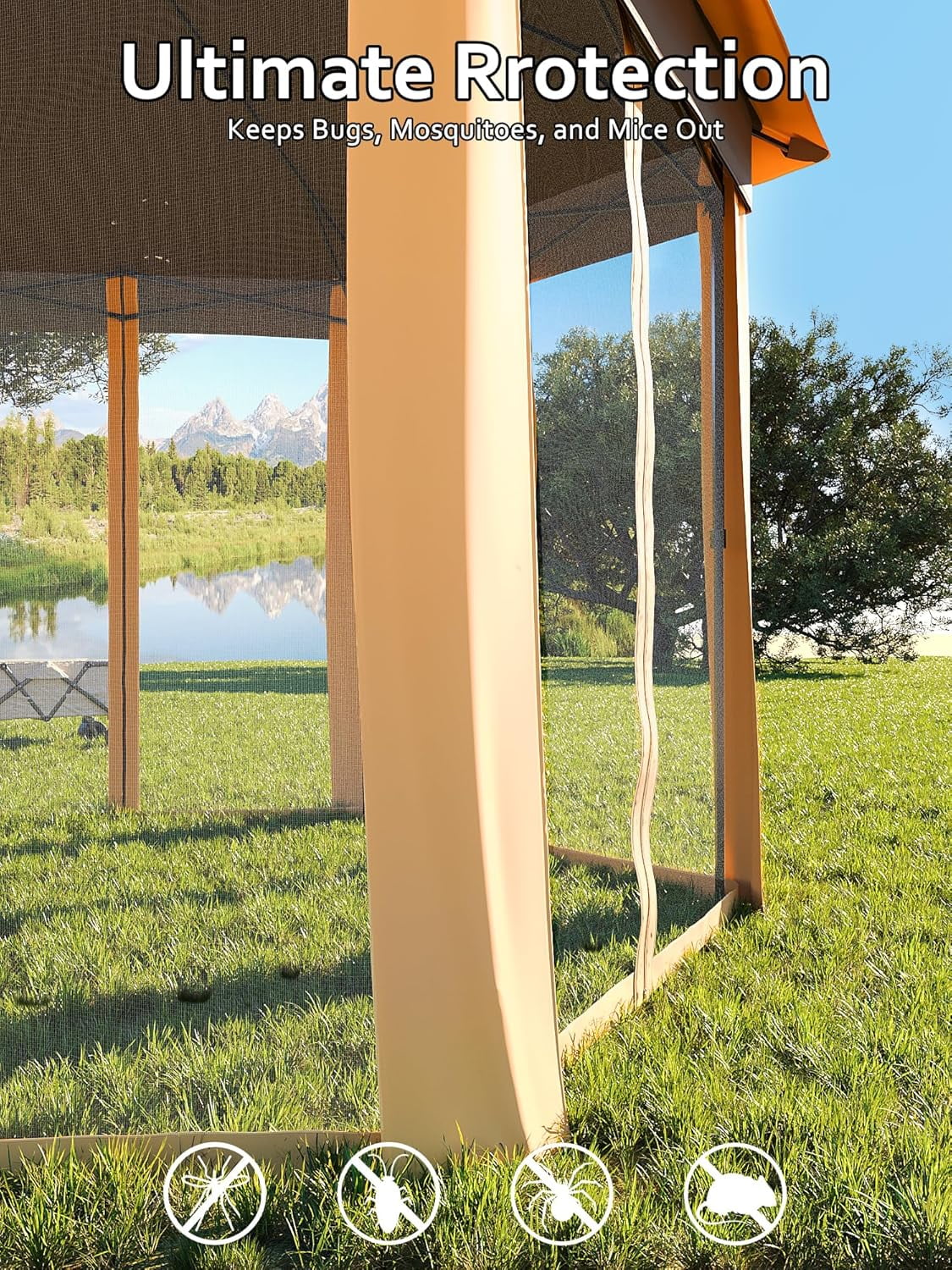 Garvee 13x13 feet Pop Up Gazebo, Hexagonal Tent with Mosquito Netting, 6-Sided Sun Shelter