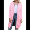 thumbnail image 2 of Sudadera con Capucha y Cremallera para Mujer, Chaqueta Informal de Larga para Otoño, Chaquetas Largas de Otoño con Bolsillos, Túnica Rosa XXL, 2 of 9