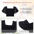 thumbnail image 5 of Aideaone Girls Chiffon Dress Flutter Ruffle Short Sleeve Kids Square Neck Frocks Black 6-13Y, 5 of 6