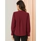 thumbnail image 4 of INSPIRE CHIC Blusa de las camisas de manga larga abotonadas del cuello del soporte de la oficina del trabajo de las mujeres Vino rojo L, 4 of 6