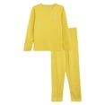 thumbnail image 2 of renvena Boys Girls Thermal Underwear Set Solid Color Winter Warm Clothes Base Layer Top with Elastic Yellow 140, 2 of 6