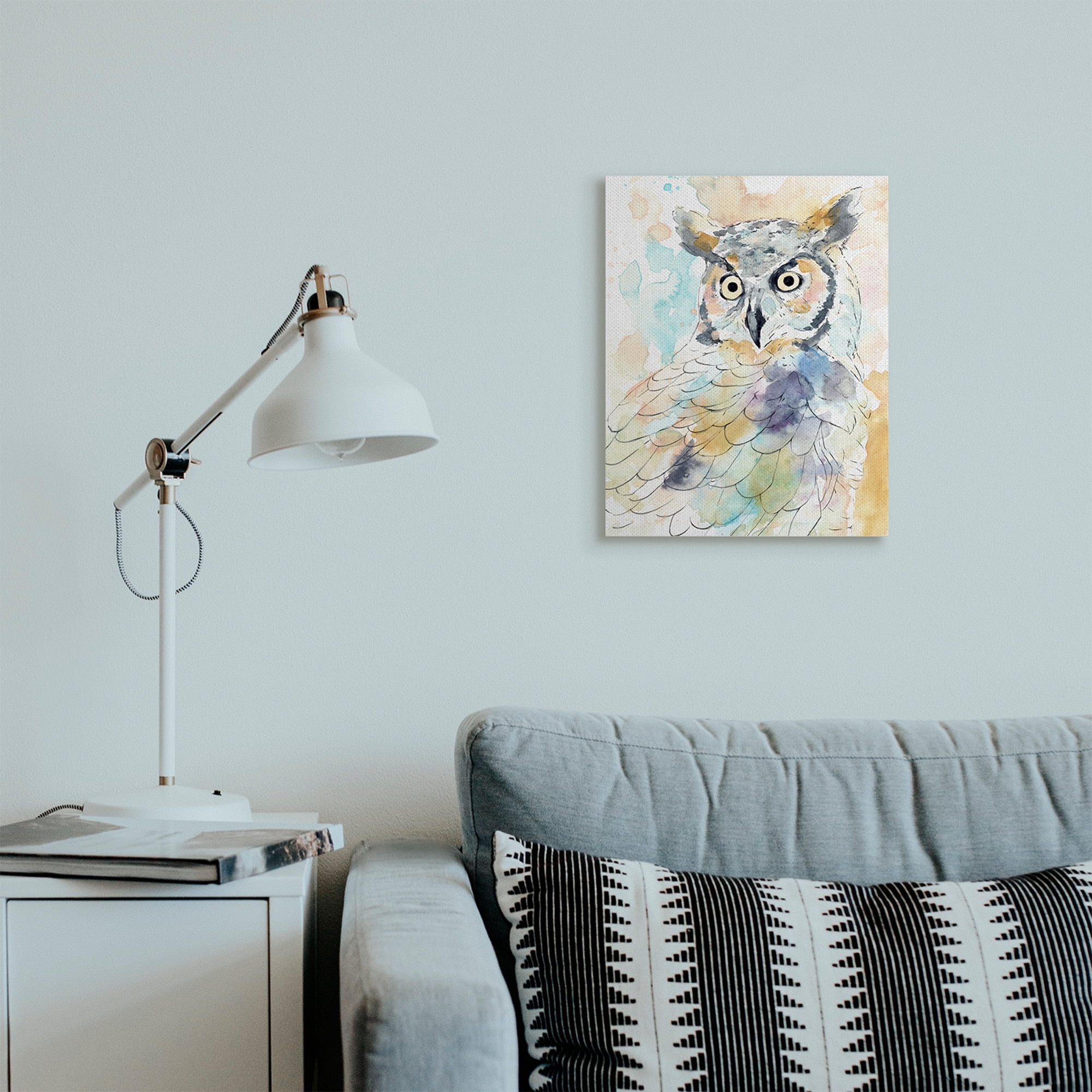 Stupell Industries Majestic Owl Portrait Bird Watercolor Design Canvas Wall Art, 16 x 20, Design by Annie Warren