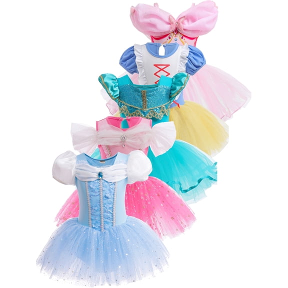 WIBACKER Girls Ballet Tutu Dress 2-8Y, Shiny Princess Tulle Leotard Ballerina Dance Costume Halloween Christmas 1Piece