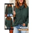 thumbnail image 7 of HUBERY Women Drawstring Heap Neck Long Sleeve Solid Color Pullover Top, 7 of 7