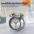 thumbnail image 4 of Loud Alarm Clock for Adults with Heavy Sleepers, 4" Silent Non-Tick Quartz with Backlight, Dual Ringtones, 4 of 5
